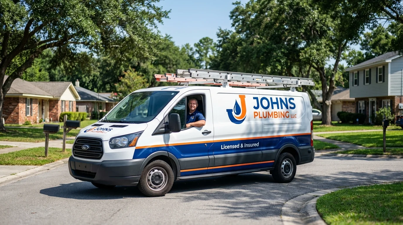 Johns Plumbing LLC service van in North Apollo, PA