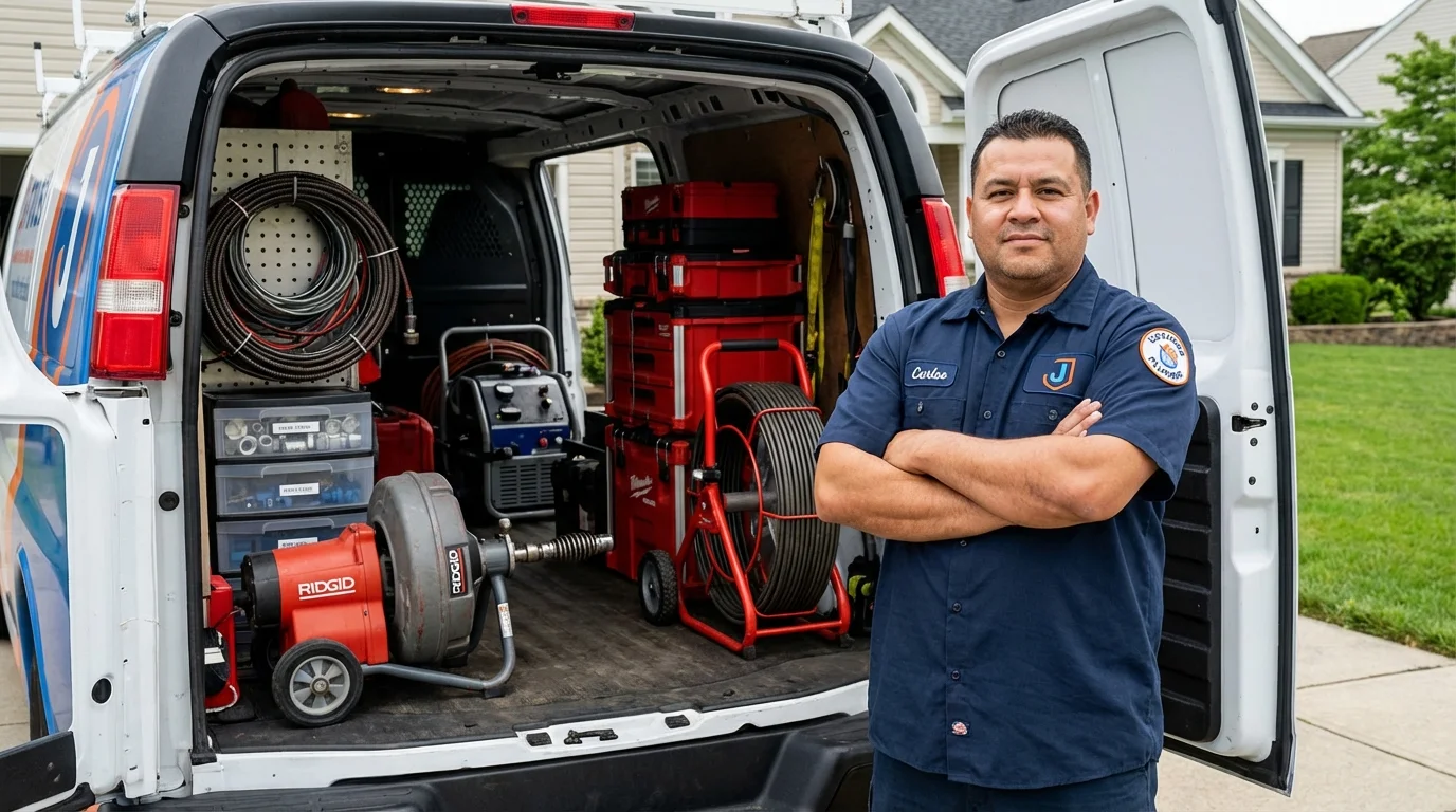 Professional drain cleaning equipment and Johns Plumbing LLC plumber in North Apollo