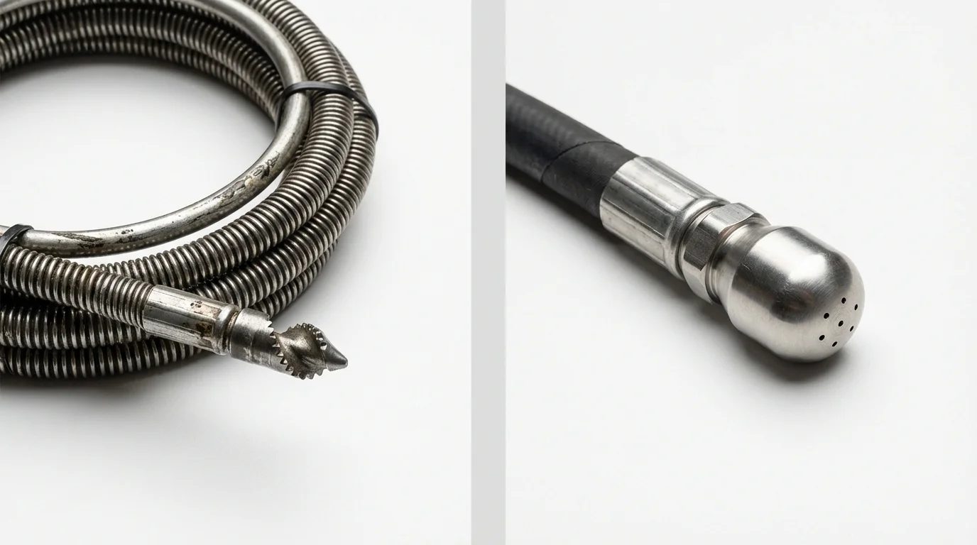 Drain snake cable and hydro jetting nozzle used for drain cleaning in North Apollo, PA