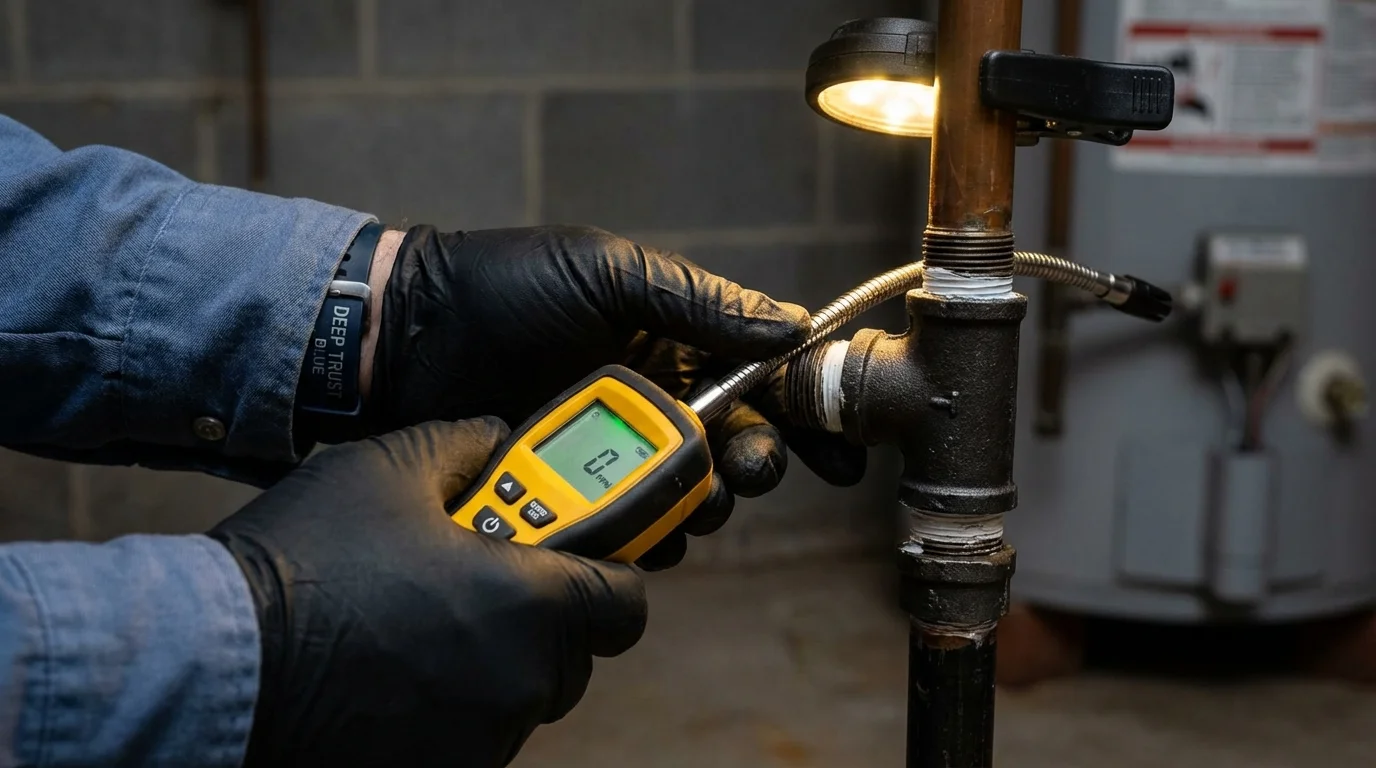 Gas leak detection with electronic sniffer by Johns Plumbing LLC in North Apollo