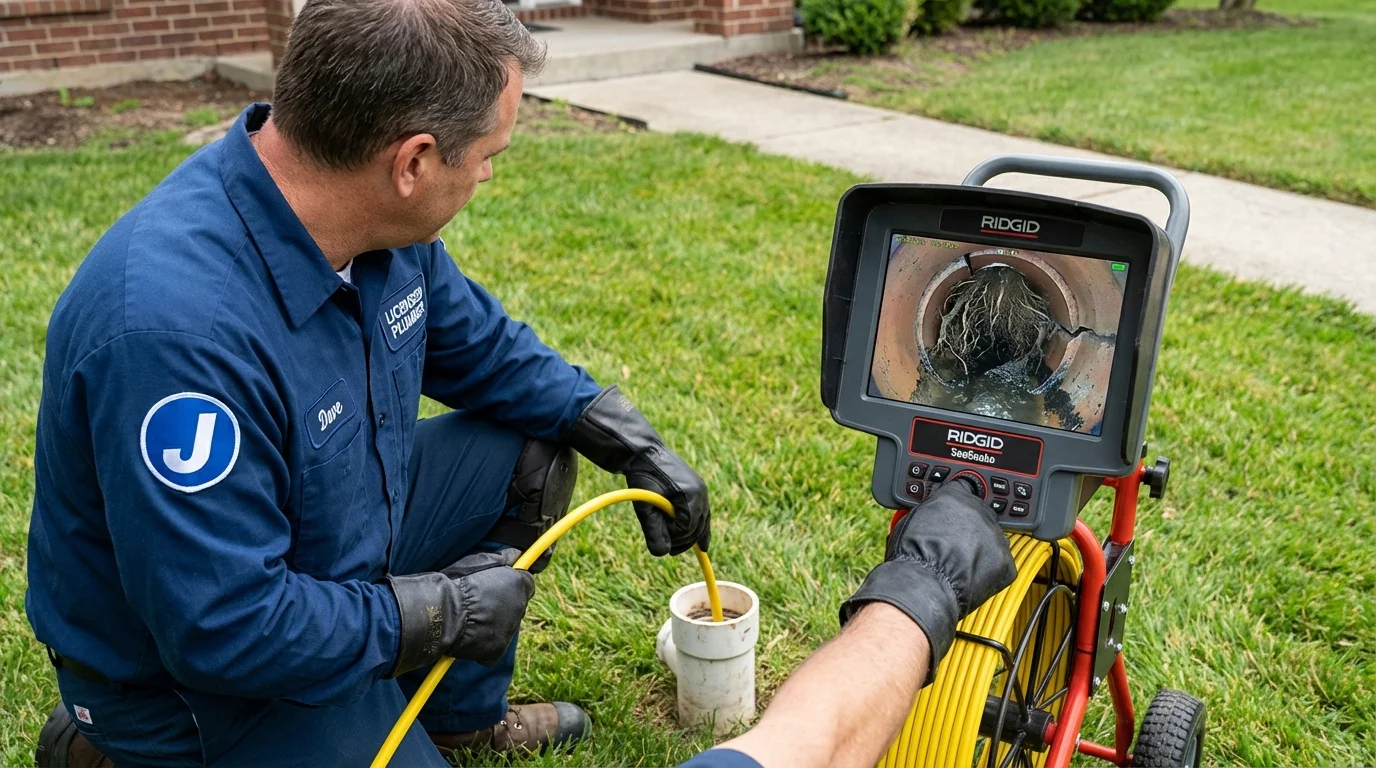 Sewer camera inspection being performed by Johns Plumbing LLC in North Apollo